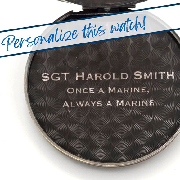 Marines Enamel Pocket Watch - USMC Gift, Military Keepsake Retirement Graduation - Picture 8 of 9